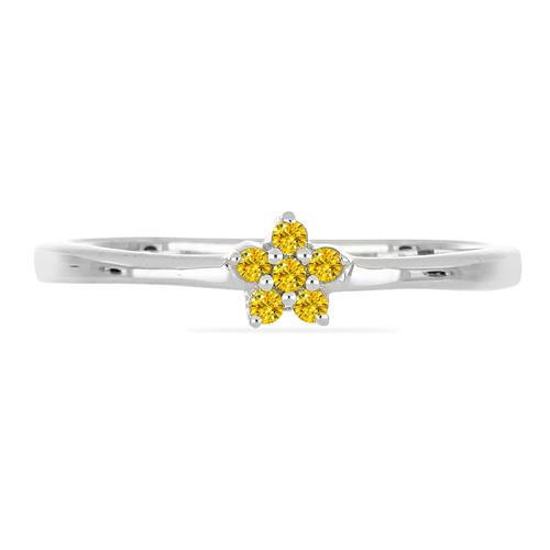 BUY 925 YELLOW DIAMOND DOUBLE CUT GEMSTONE RING IN 925 SILVER